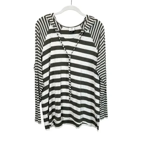 Cabi Playoff Hoodie Olive Stripe Women's S - Picture 3 of 10